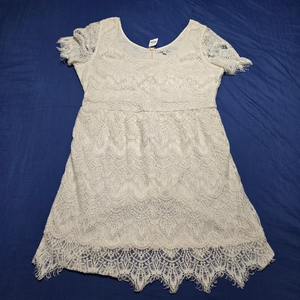 Gap Crochet Dress Womens 14 Cream NEW Short Sleeve Boho Lace Mini S/300275-00